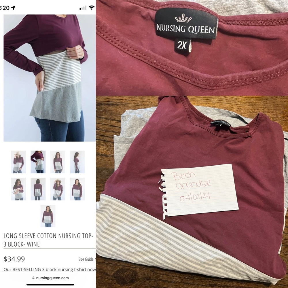 Nursing Queen long sleeved nursing top
